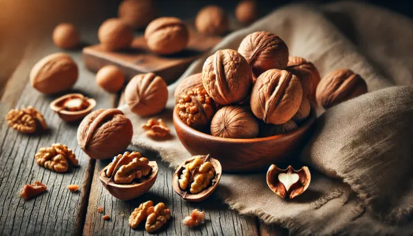 Nozes: 4 g de ômega-3 e 4 g de proteína em 8 metades