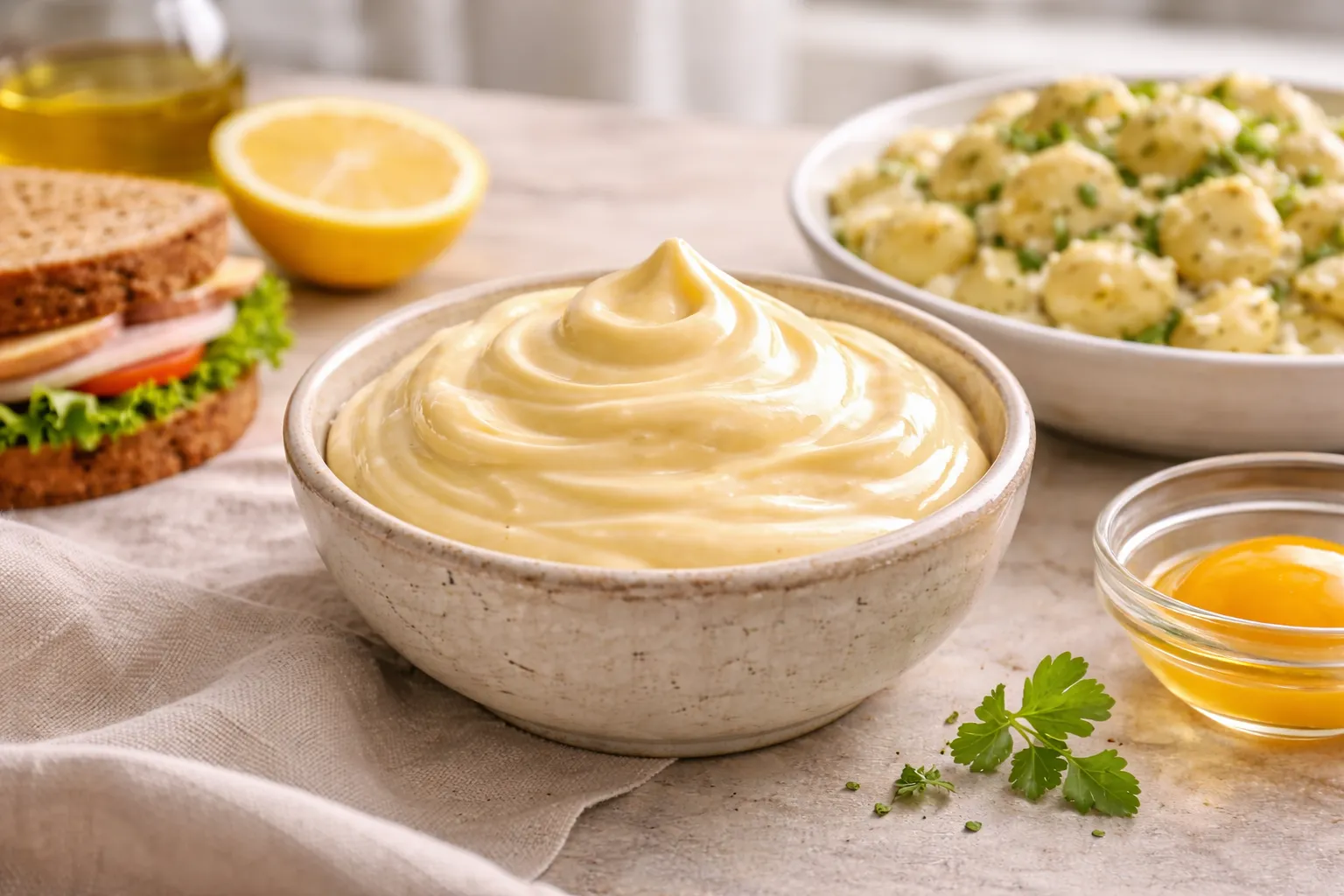 Mayonnaise: Creamy Emulsion of Egg, Oil & Tangy Acidity