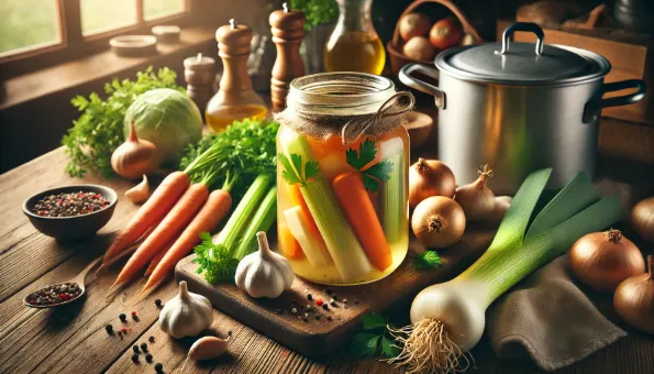 Caldo de verduras: base natural para sopas y salsas