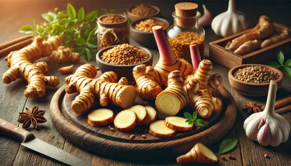 Galangal kökü: Zencefile benzeyen aromatik bir kök