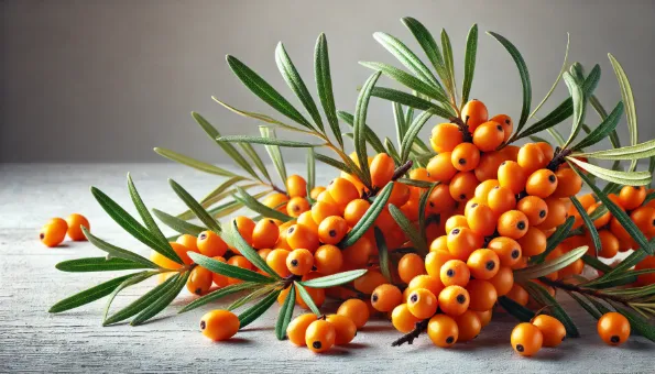 Bagas de espinheiro-mar: ricas em vitamina C e ômega-7