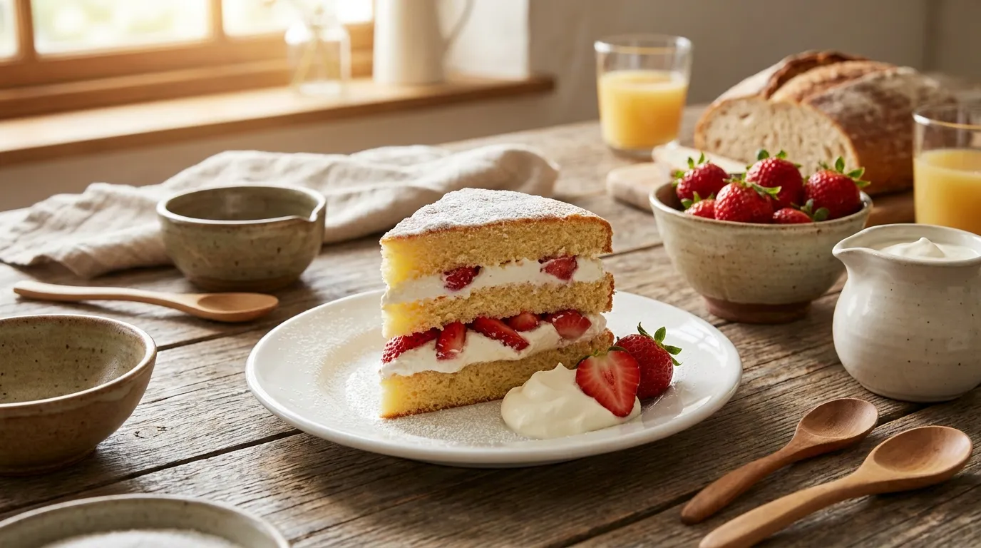 Light Strawberry and Whipped Cream Layer Cake