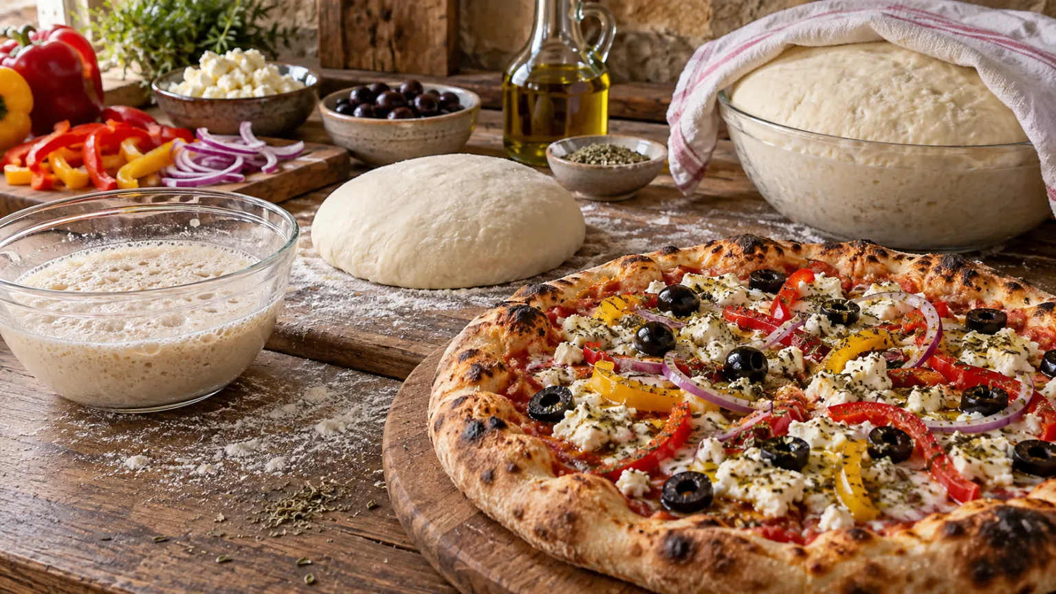 Jednostavna veganska pizza sa sirom, gljivama i paprikom