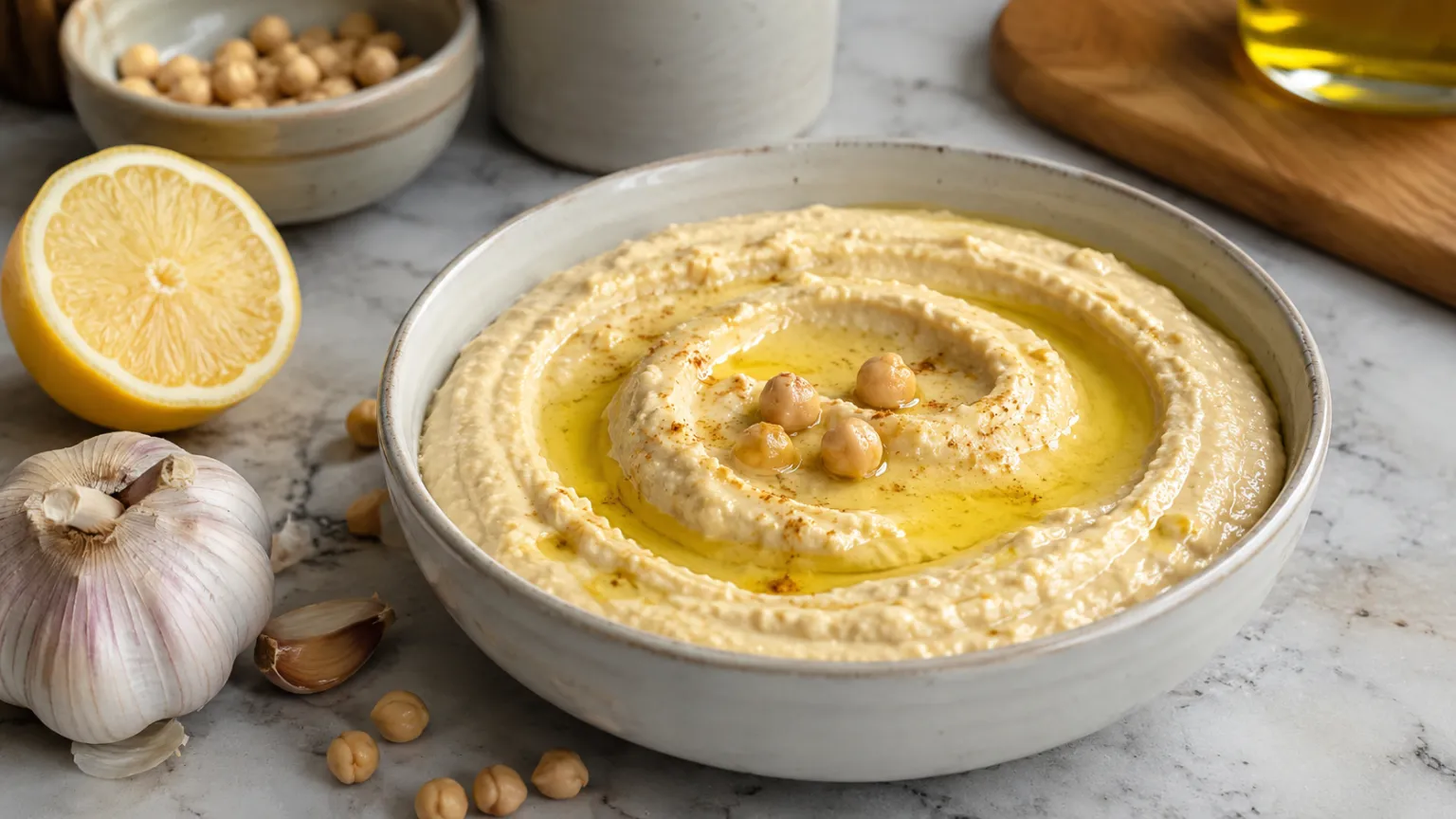 Classic Hummus with Lemon & Olive Oil (10 Minutes)