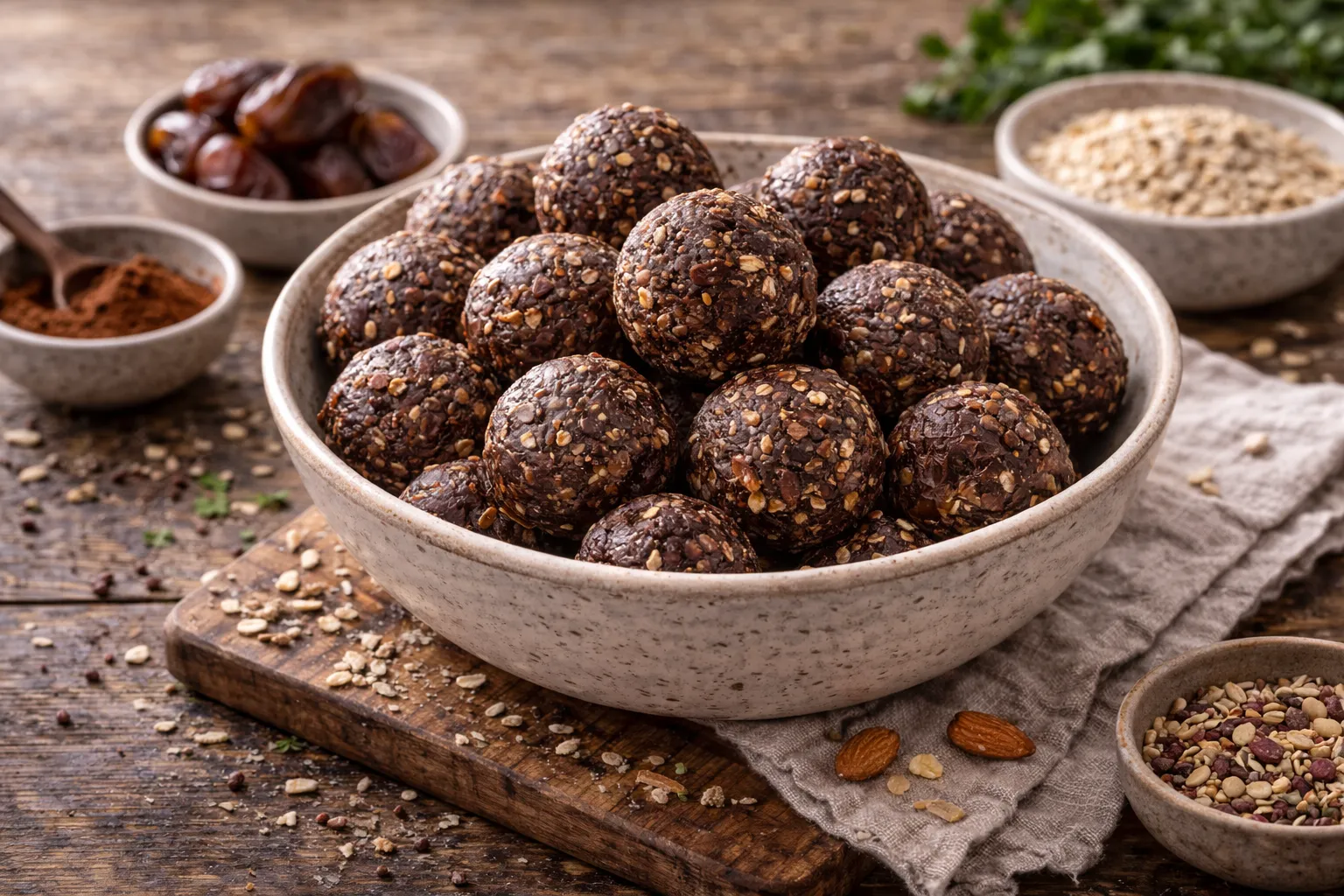 Date, Oat & Cocoa Energy Balls (No-Bake, 15 Minutes)