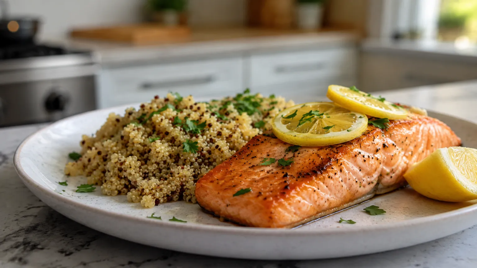 Baked Salmon with Lemon and Quinoa (High Protein, 25 Minutes)
