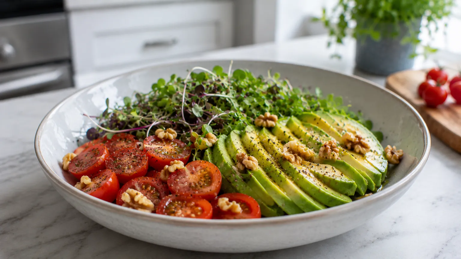 Keto Avocado Microgreens Bowl