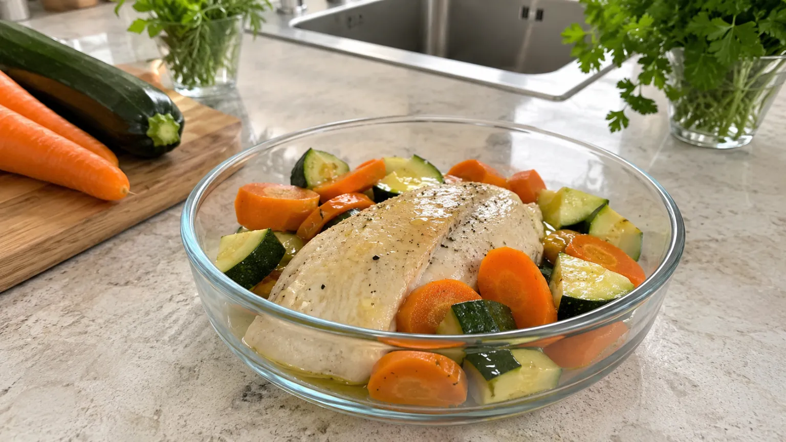 Steamed Chicken Breast with Vegetables
