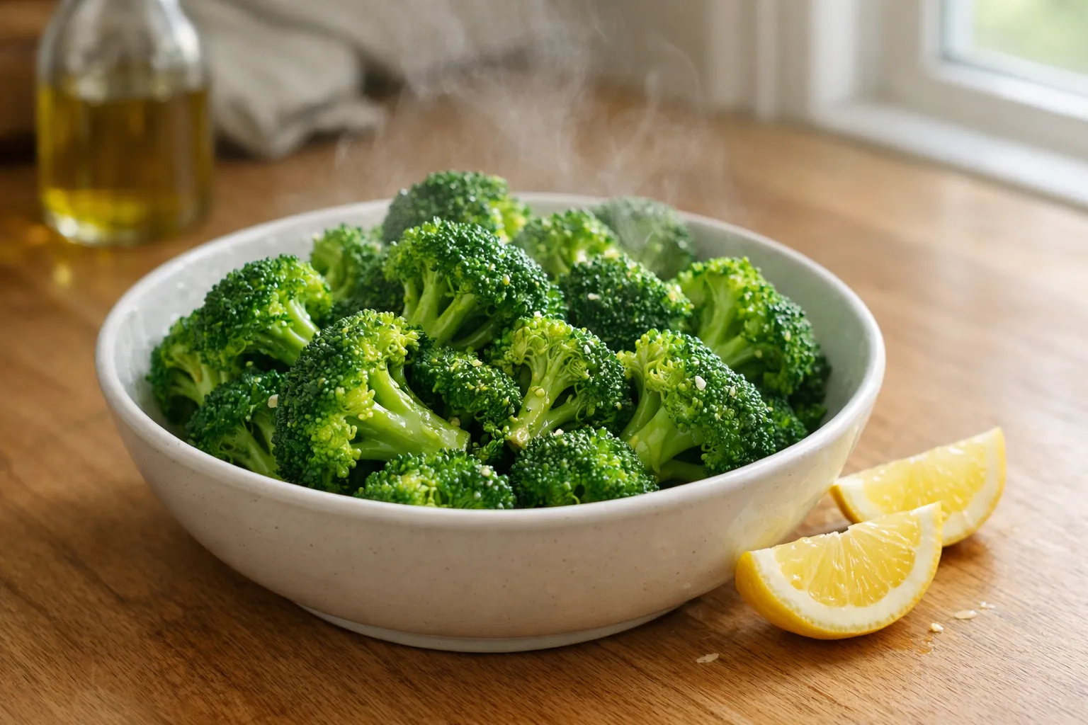 Gedämpfter Brokkoli mit Zitrone und Olivenöl