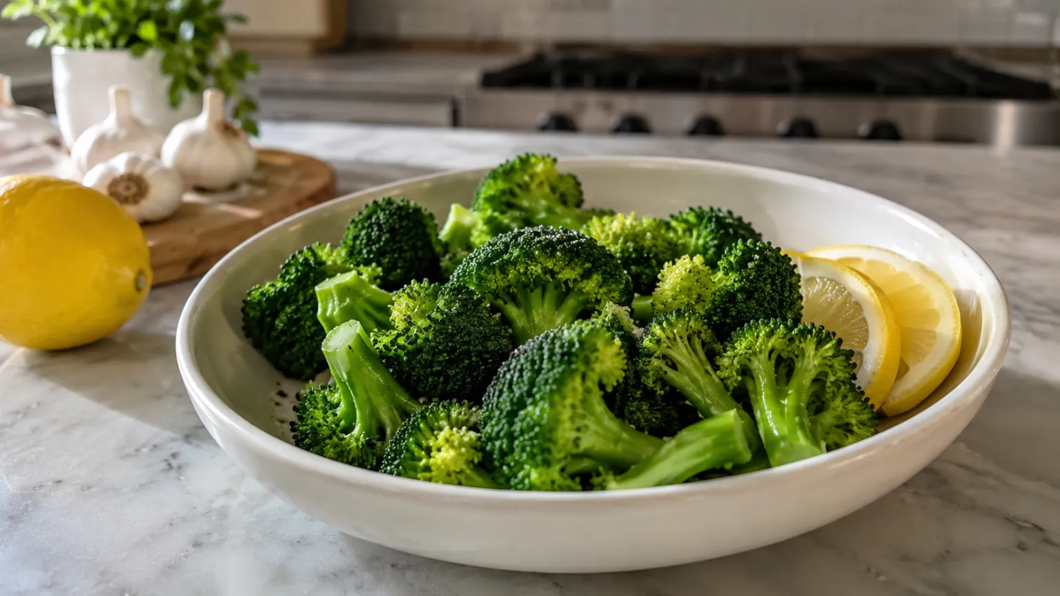 Steamed Broccoli with Lemon and Olive Oil