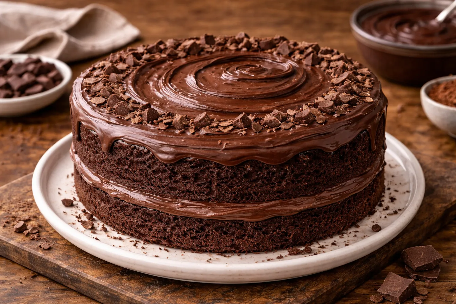 Chocolate Cake with Chocolate Sponge and Chocolate Cream