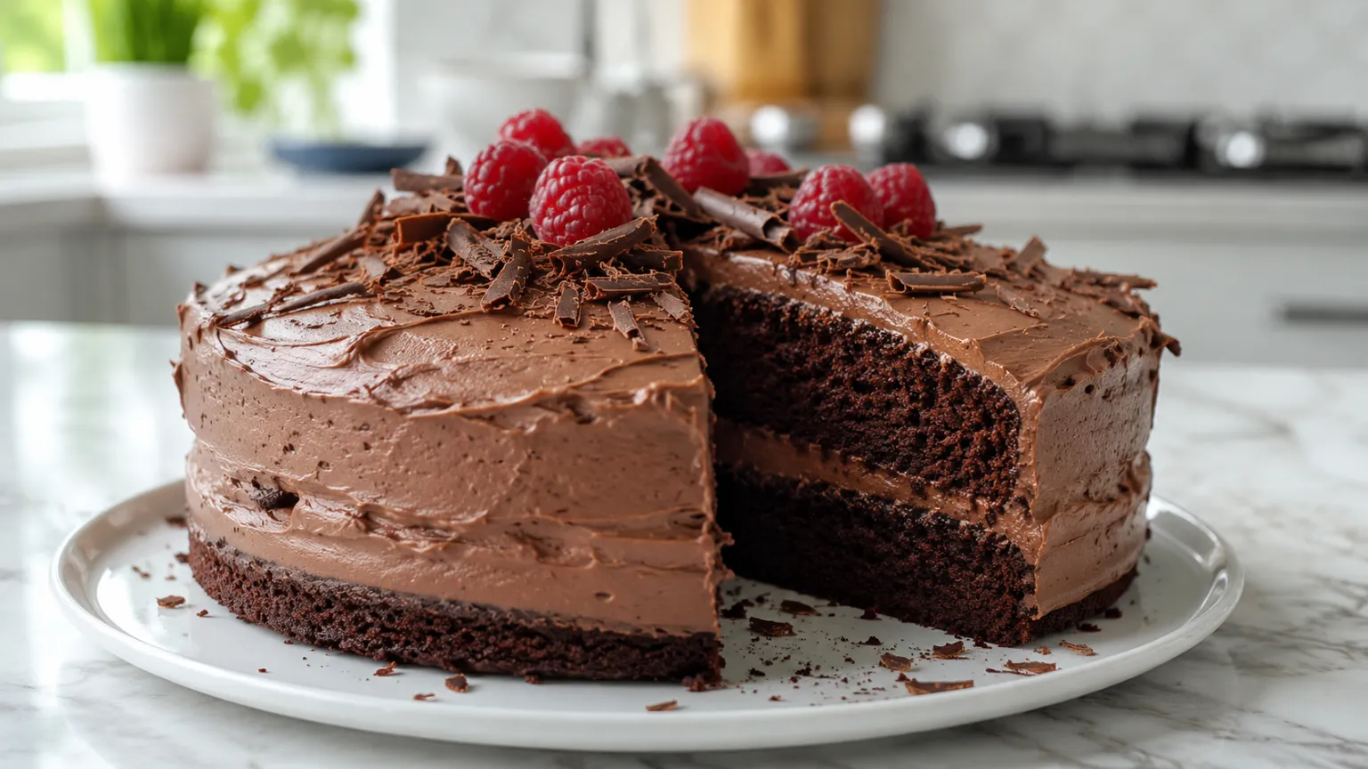 Chocolate Cake with Chocolate Sponge and Chocolate Cream