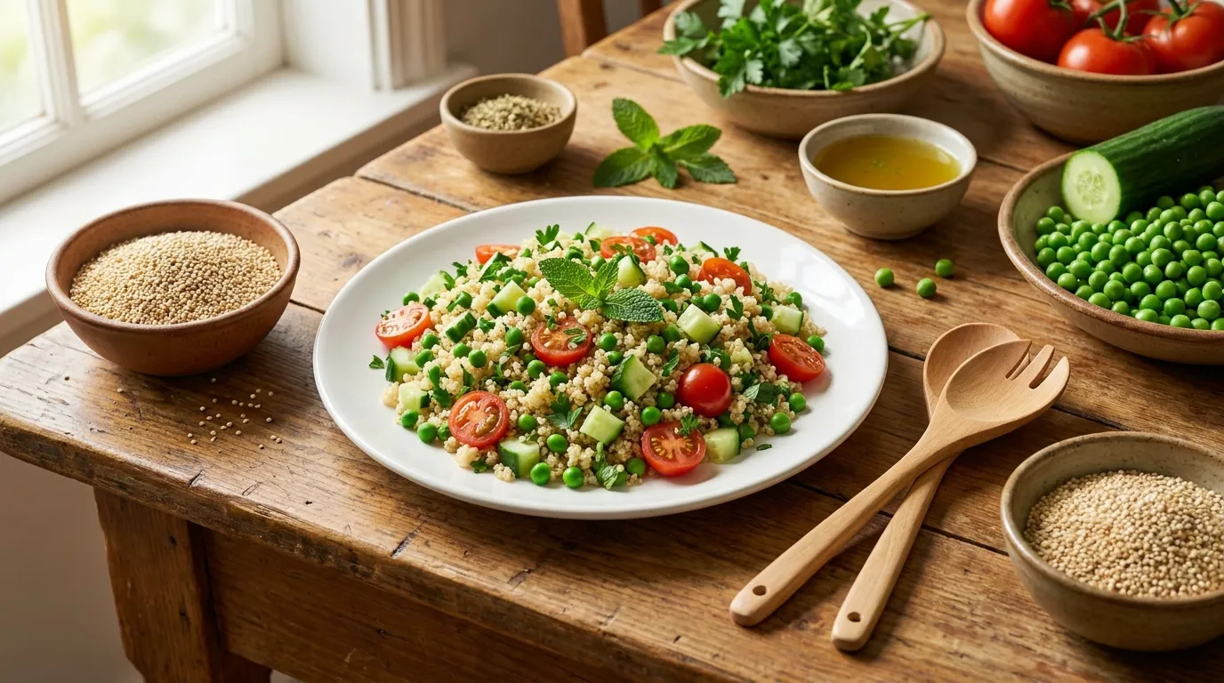Fresh Quinoa Salad with Peas and Lemon for a Healthy Lunch
