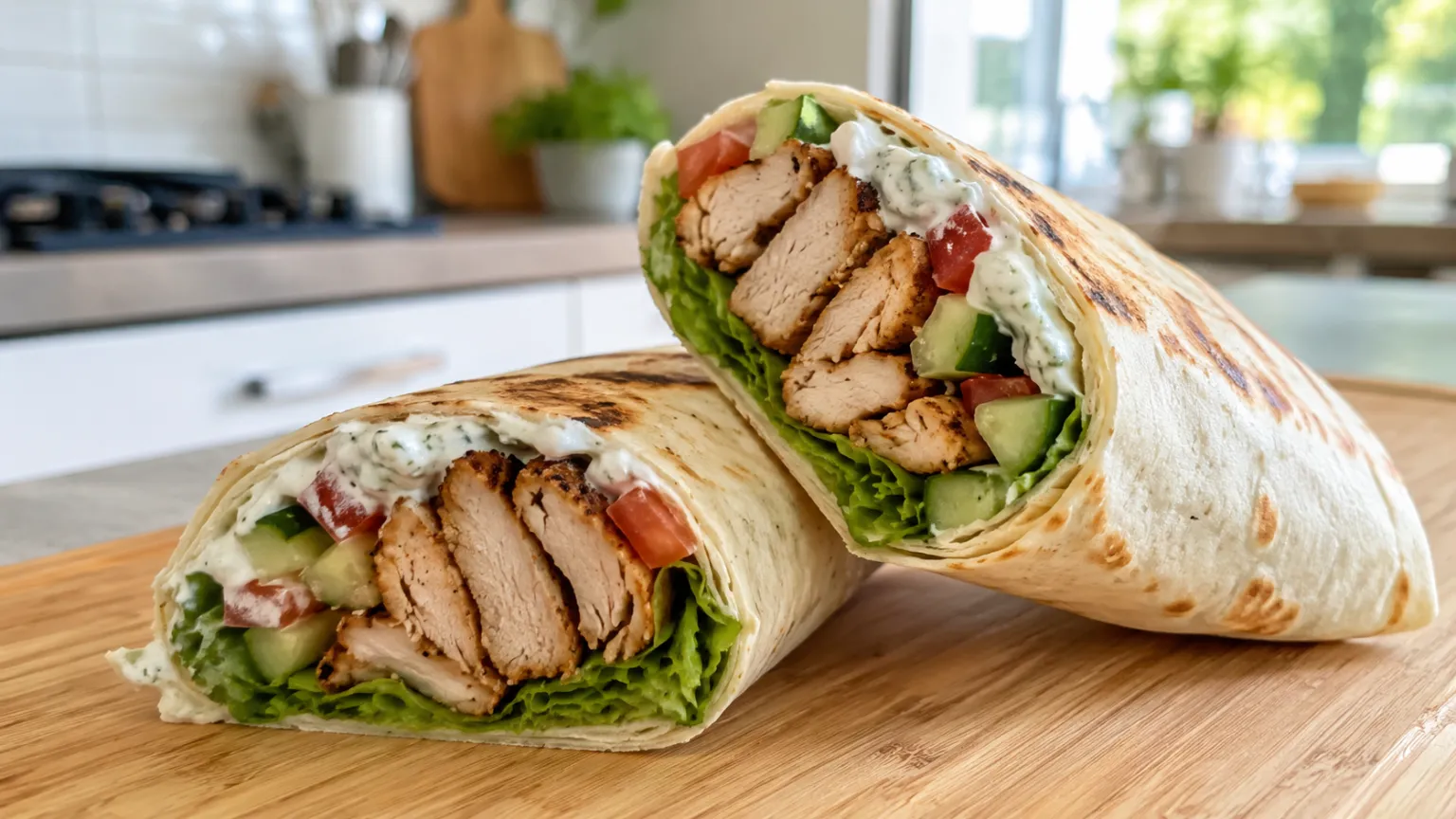 Grilled Chicken Wrap with Yogurt Garlic Sauce (High Protein, 25 Minutes)