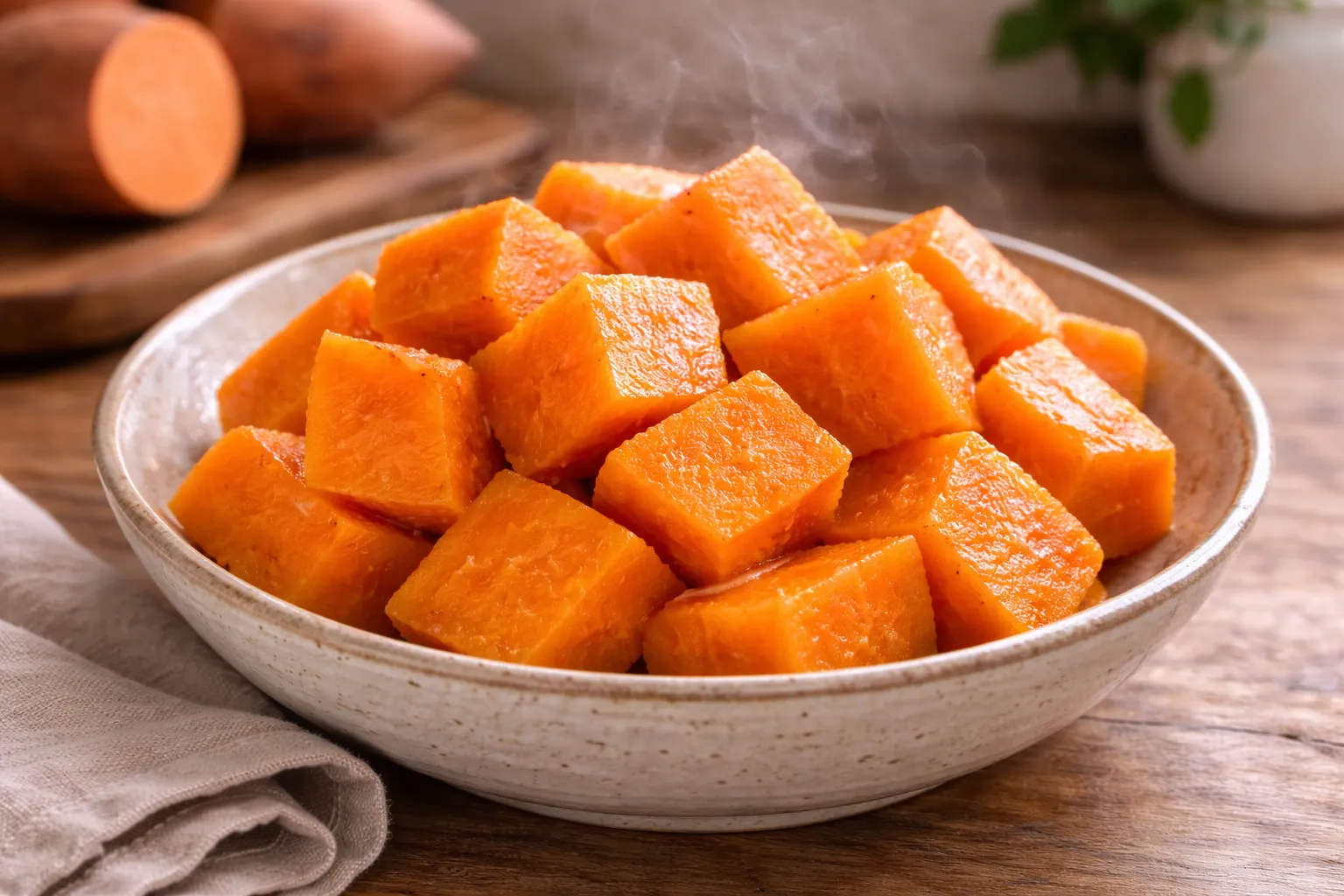 Gedämpfte Süßkartoffeln