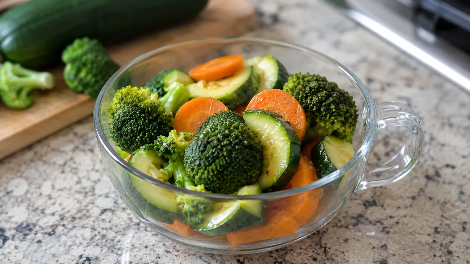 Steamed Mixed Vegetables (Broccoli, Carrot and Zucchini)