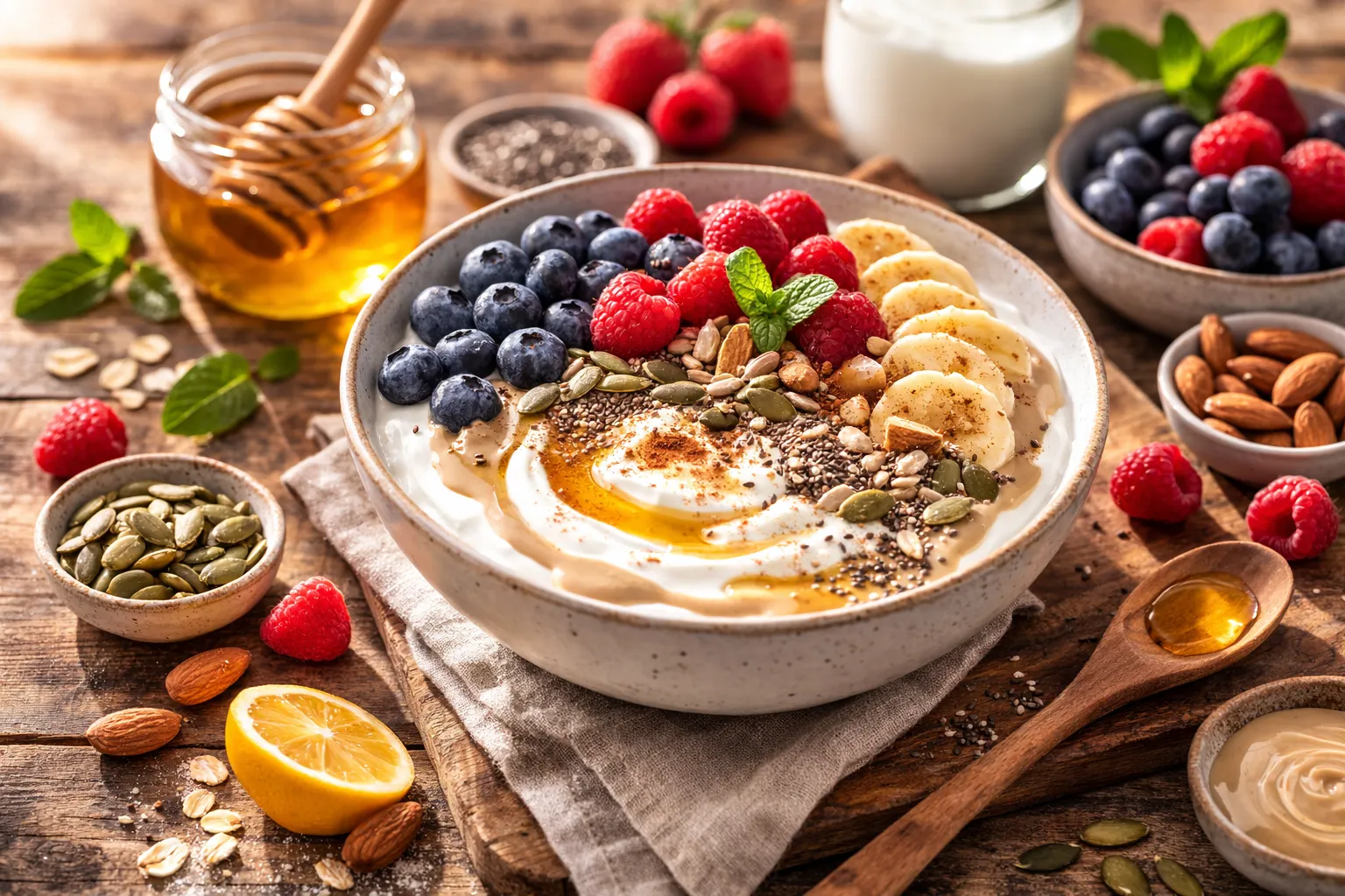 Greek Yogurt Tahini & Seed Protein Bowl (5 Minutes)