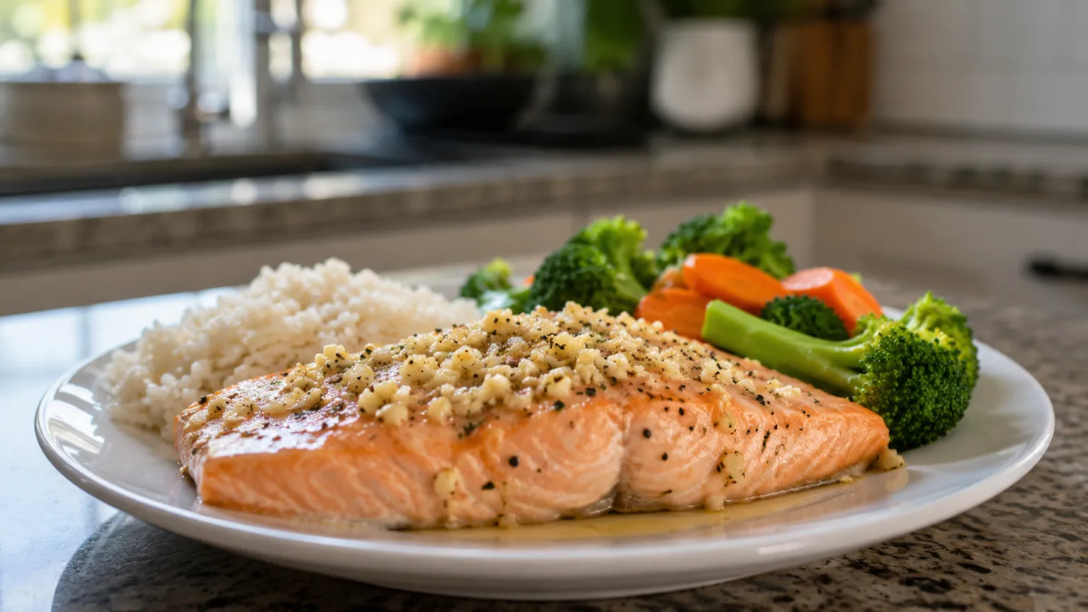 Steamed Salmon with Garlic