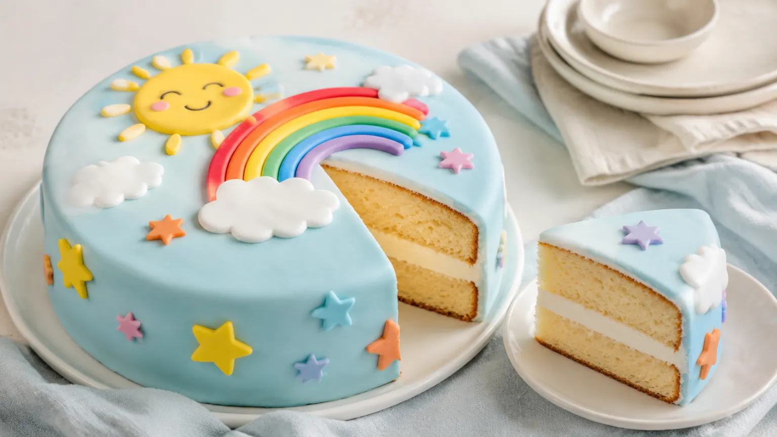 Cartoon-Theme Cake for Kids – Easy Fondant Birthday Cake