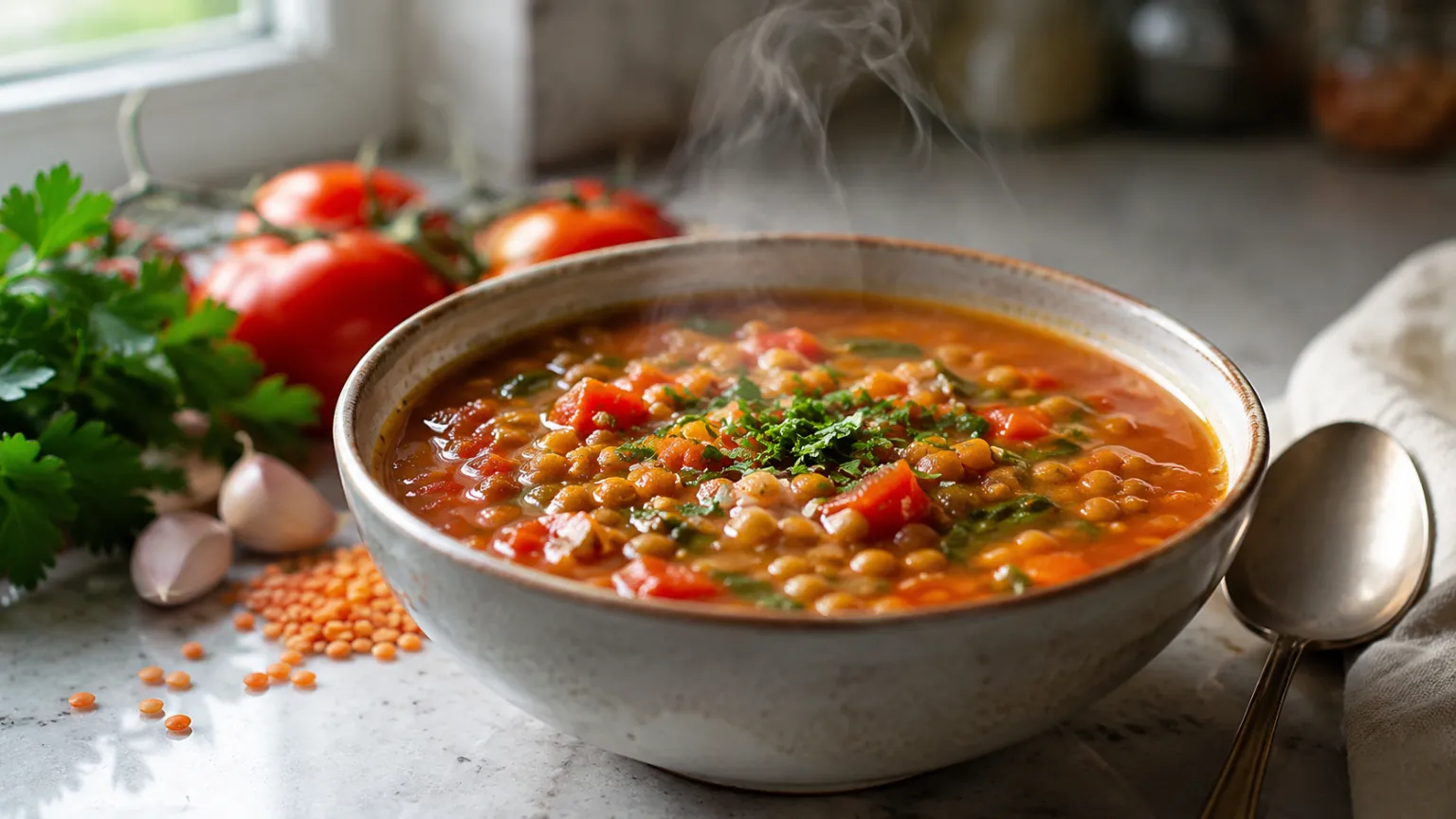 Spicy Tomato & Lentil Soup
