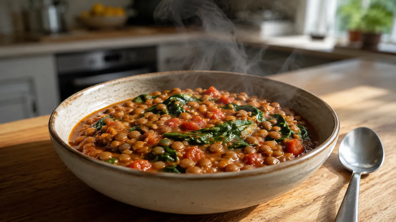 Lentil and Spinach Tomato Stew