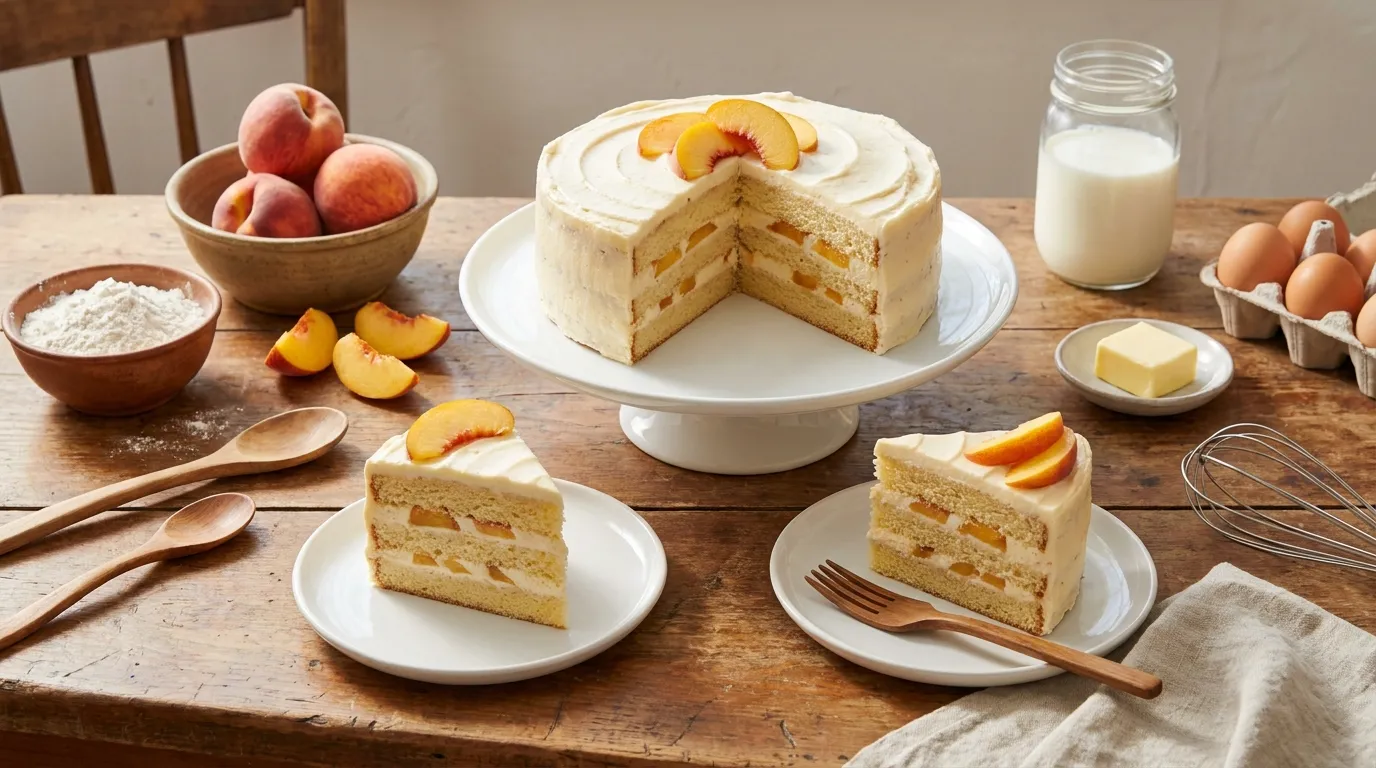 Creamy Peach and Vanilla Layer Cake