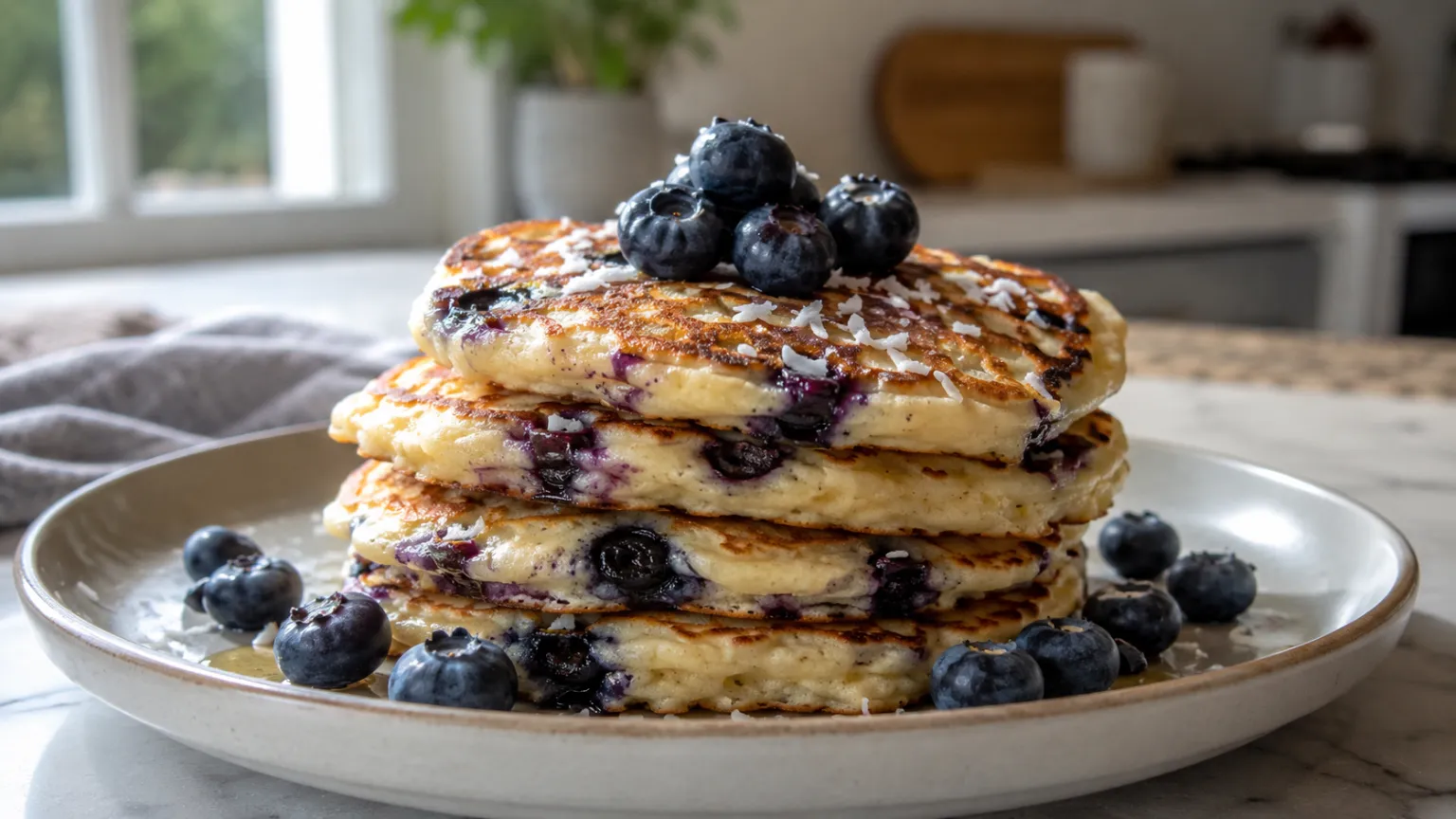 Keto Blueberry Coconut Pancakes