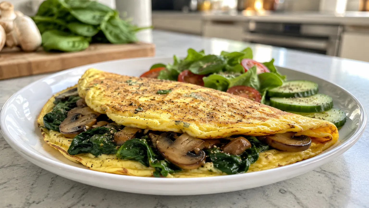 Spinach & Mushroom Omelet (High Protein, 20 Minutes)