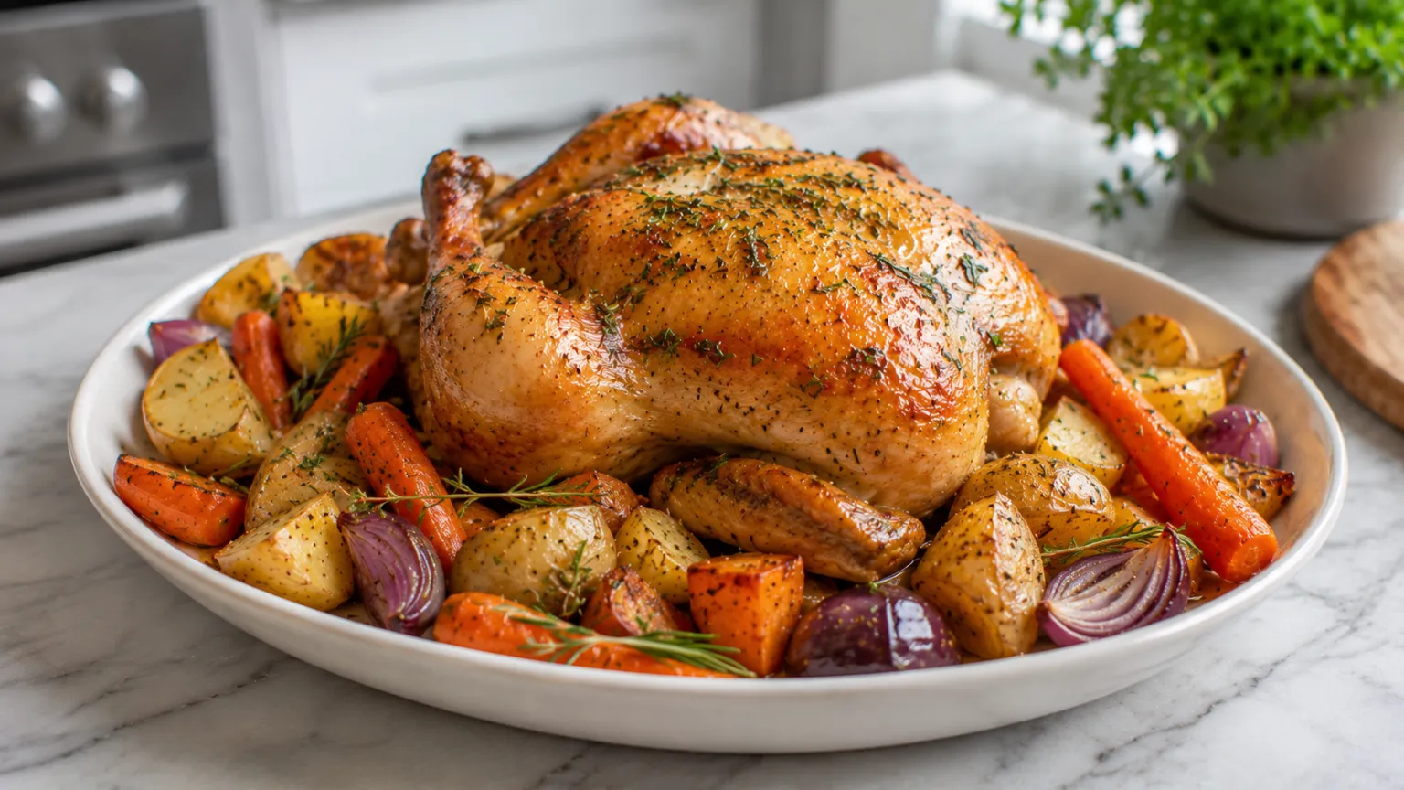 Roasted Chicken with Potatoes and Vegetables