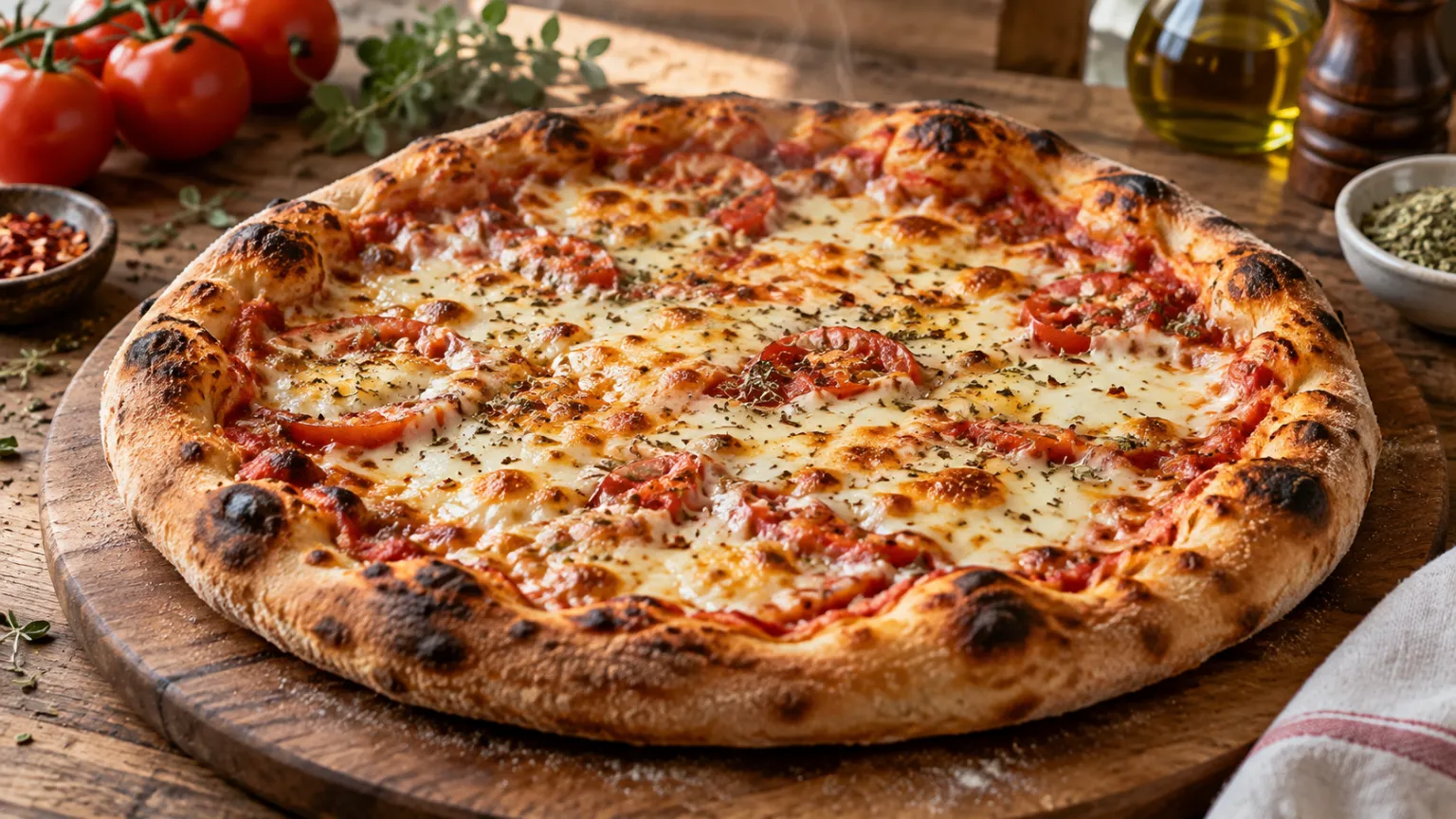 Smoky Provolone Pizza with Tomato and Oregano