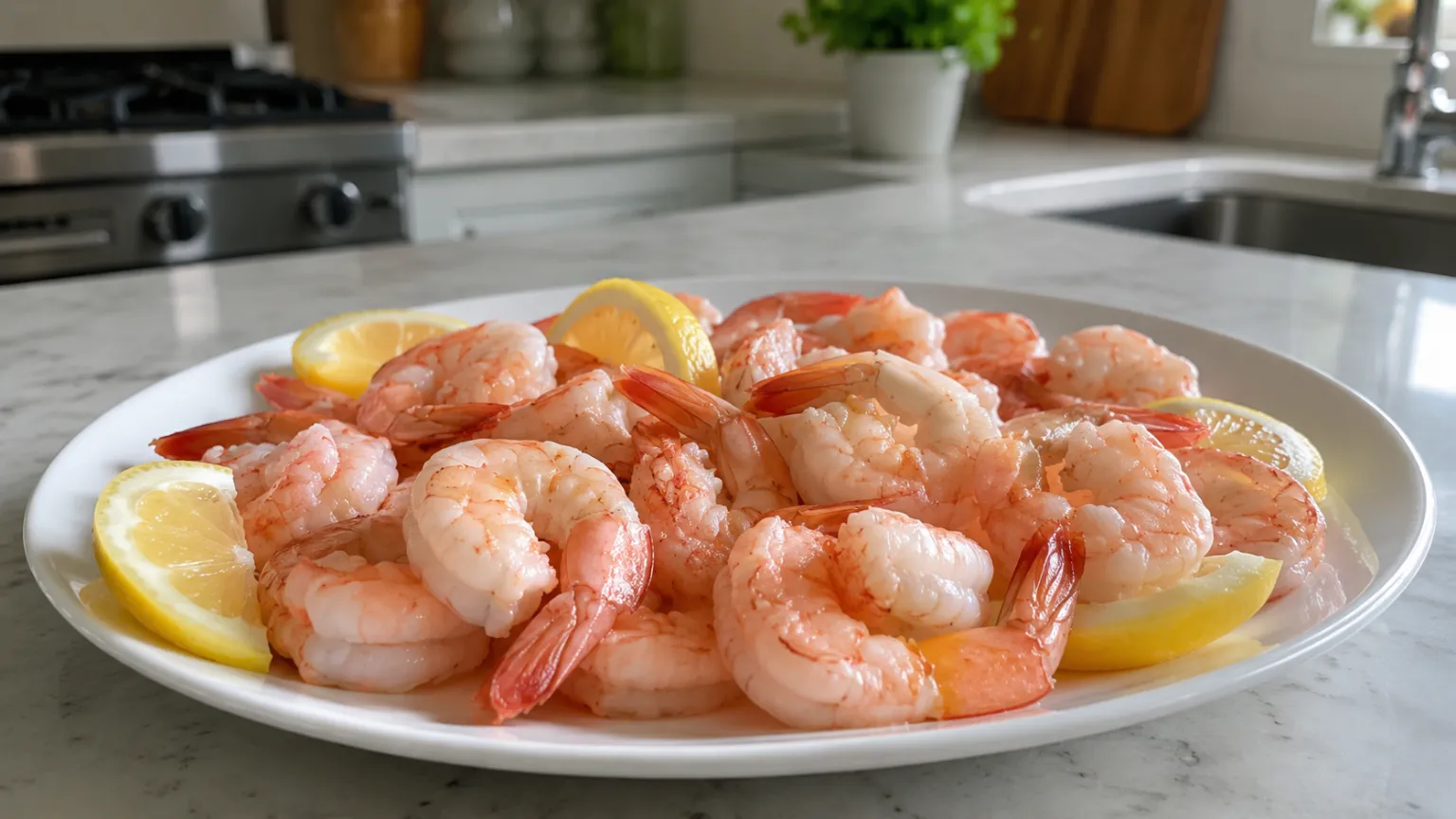 Steamed Shrimp with Lemon