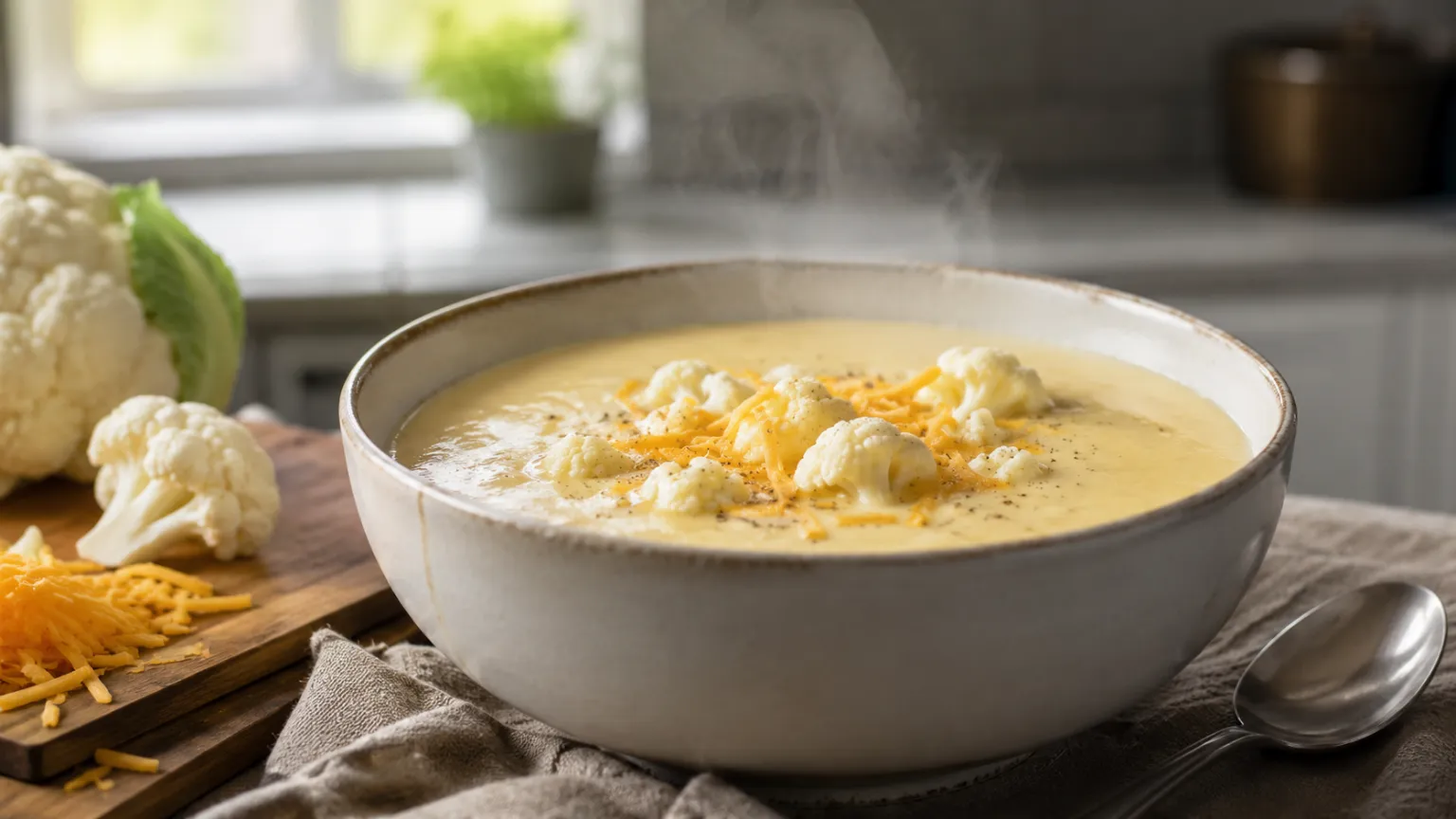 Creamy Cauliflower & Cheese Soup