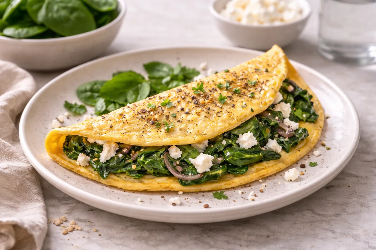 Omlet sa špinatom i fetom (visokoproteinski doručak, 12 min)