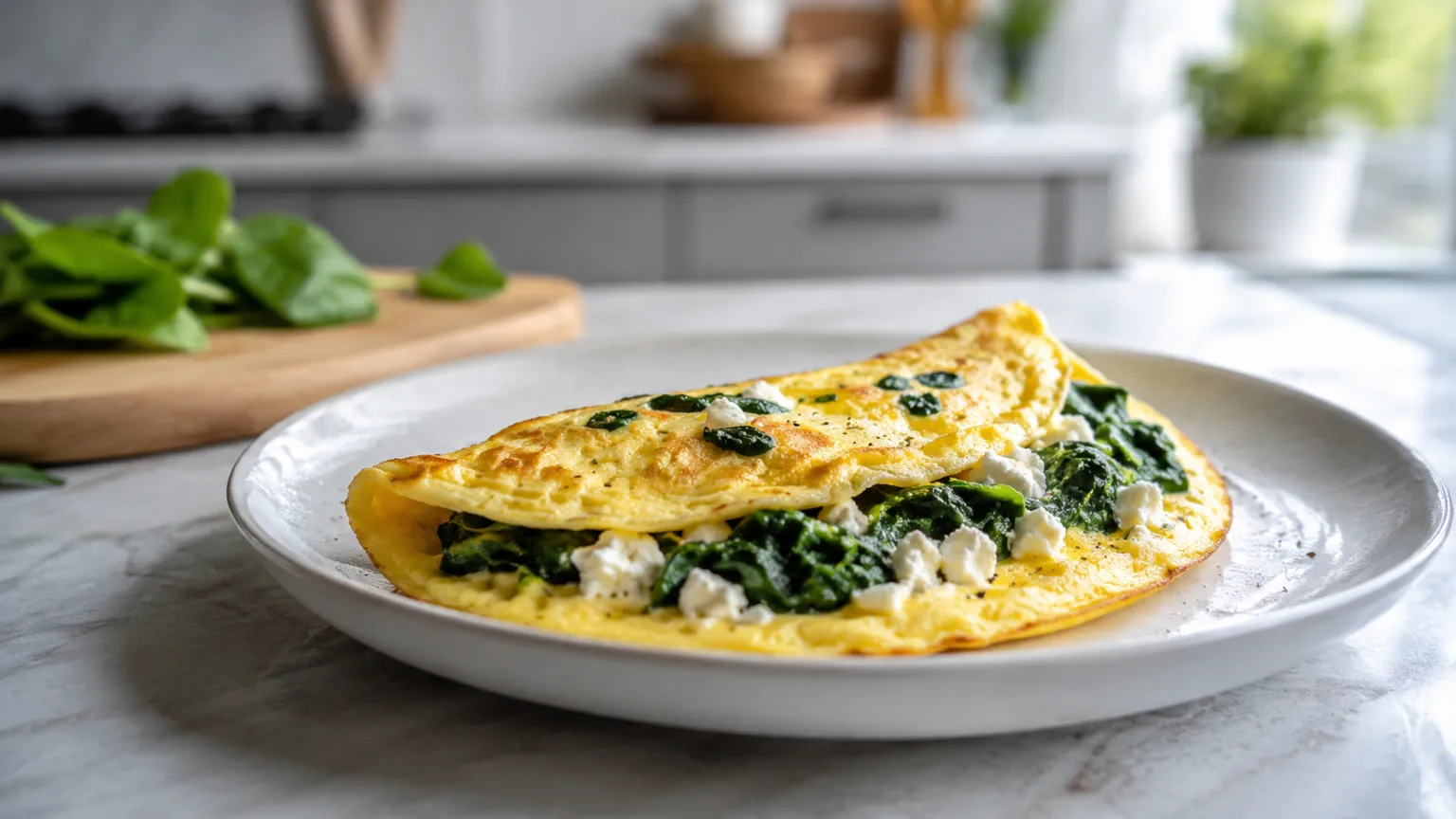 Spinach and feta omelet – quick, high-protein breakfast (12 min)