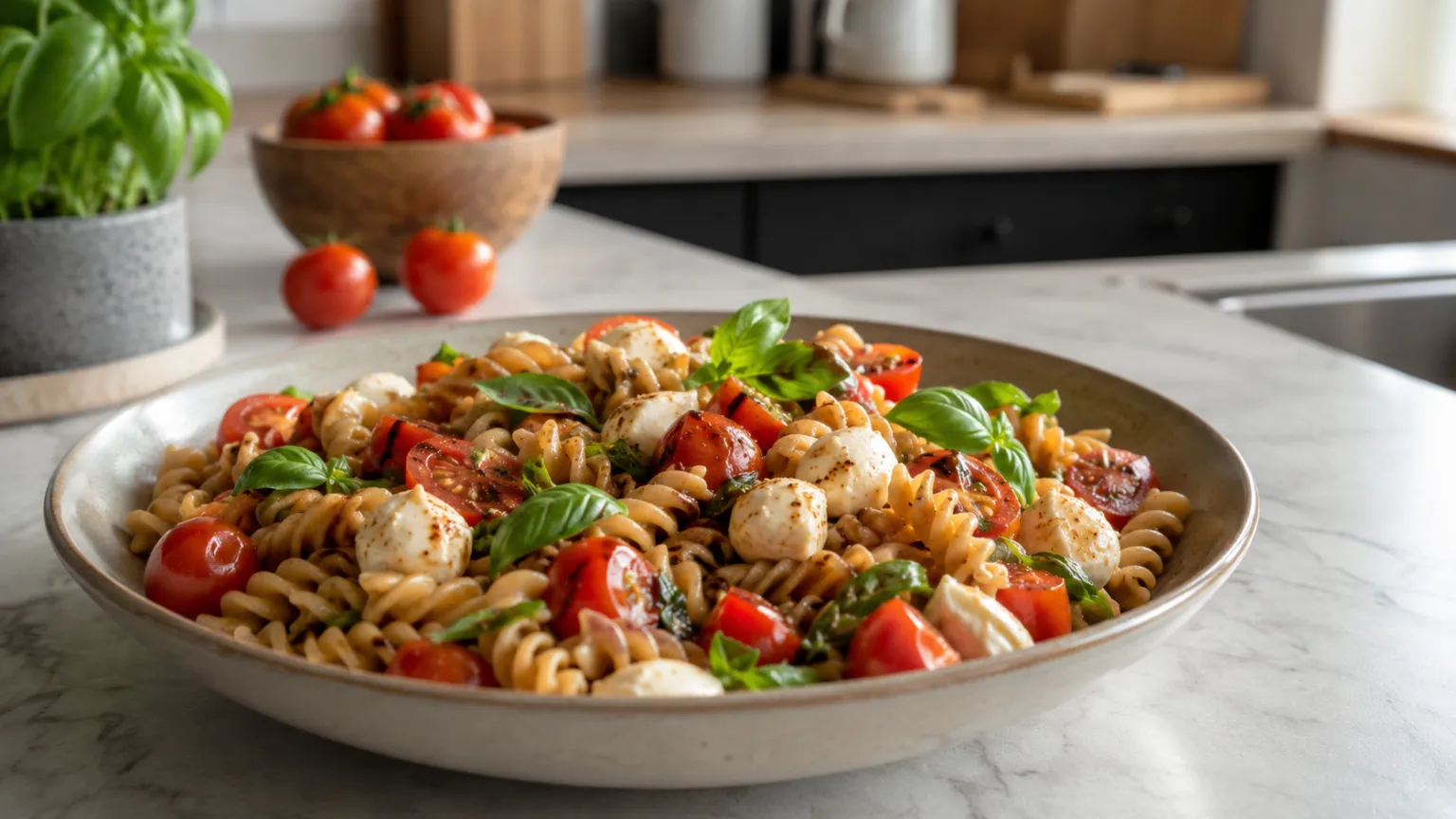 Vegetarian Caprese Pasta Salad