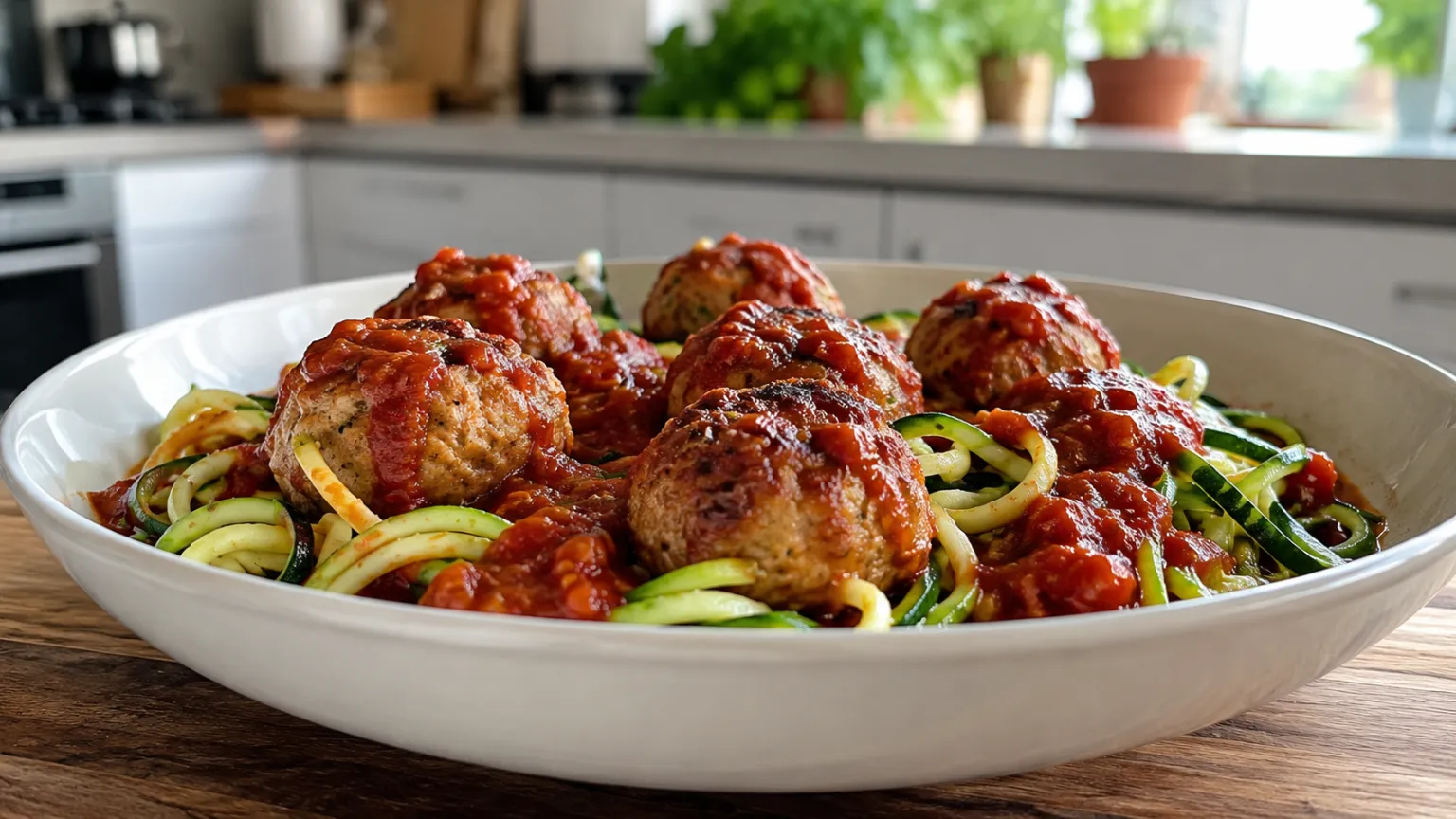 Turkey meatballs with zucchini noodles (zoodles) – high-protein, quick, meal-prep dinner (40 min)