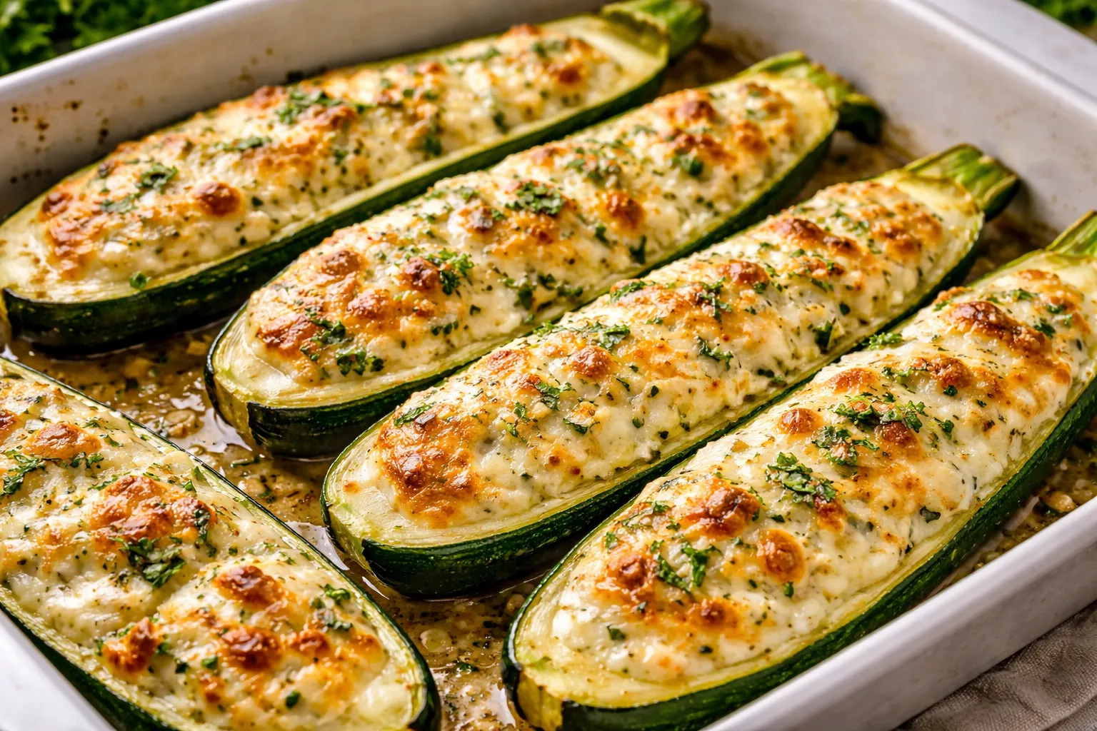 Keto Zucchini Stuffed with Cheese and Cream