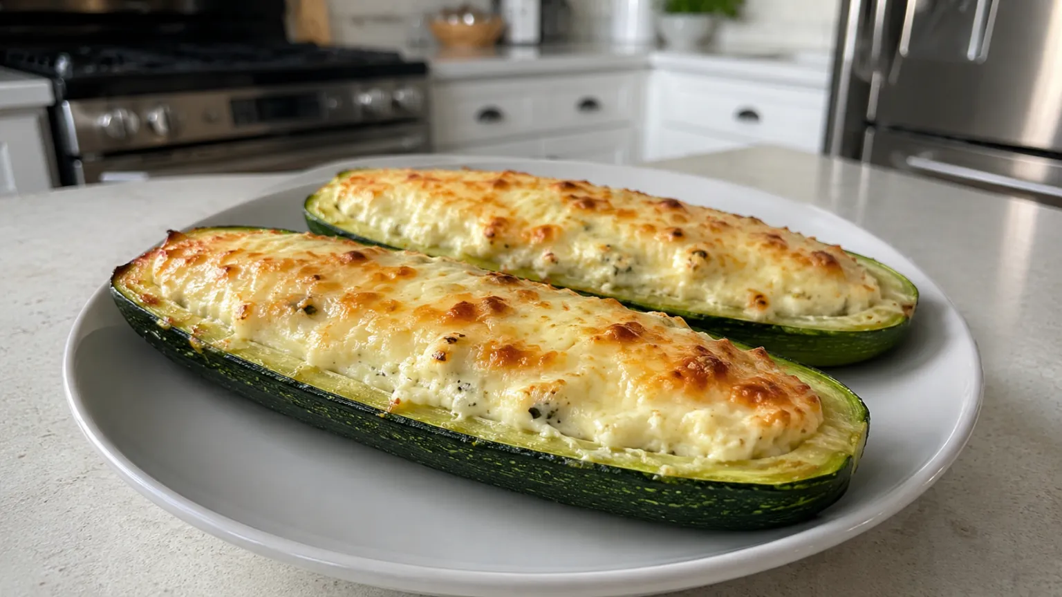 Keto Zucchini Stuffed with Cheese and Cream