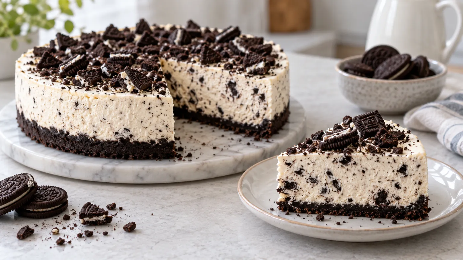 No-Bake Oreo Cheesecake Cake without Gelatin