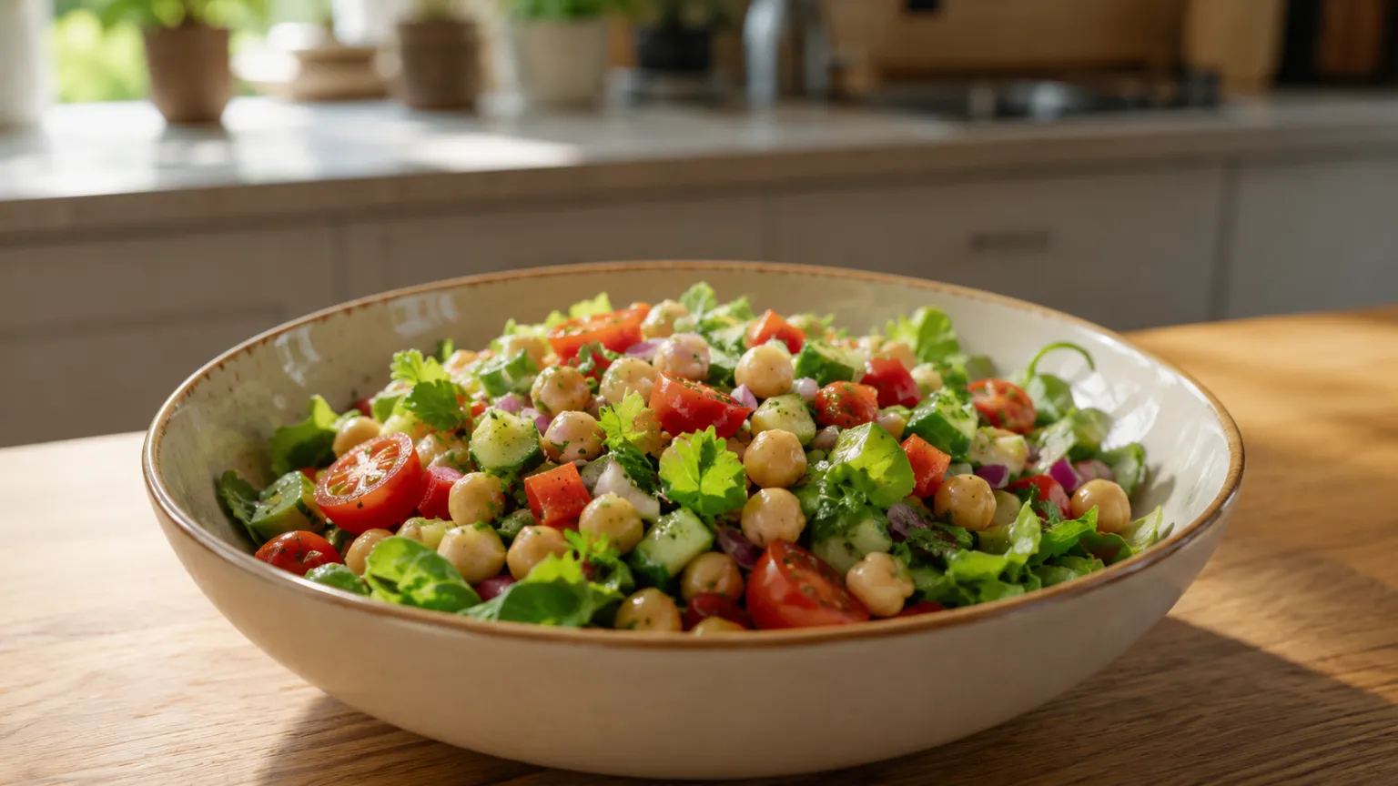 Chickpea jar salad with lemon dressing – quick, no-cook, meal-prep lunch (12 min)