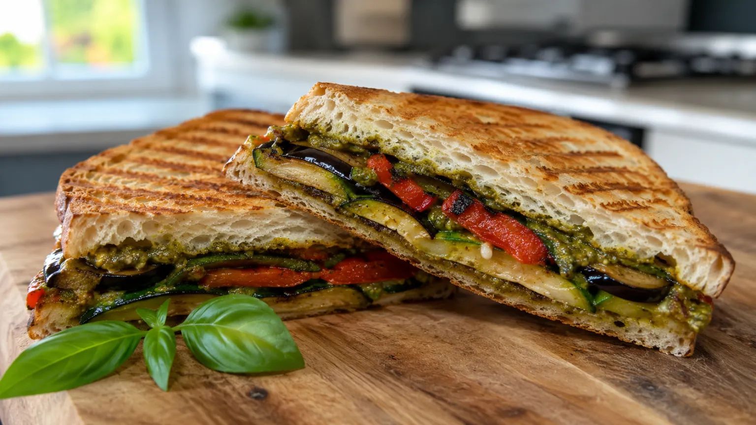 Vegetarian Grilled Vegetable Pesto Panini
