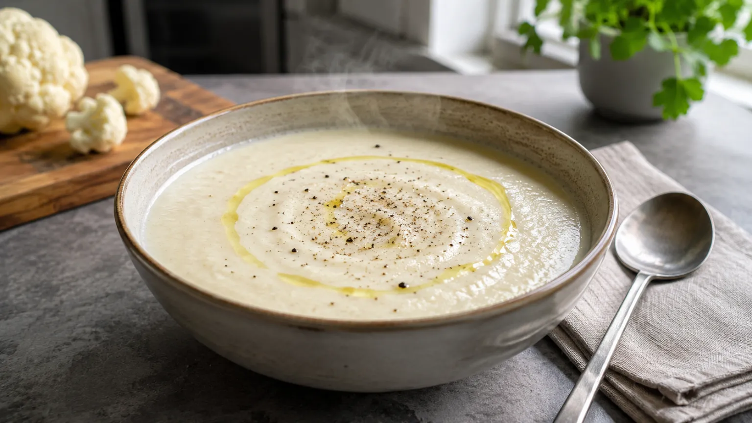 Keto Creamy Cauliflower Soup (No Flour)
