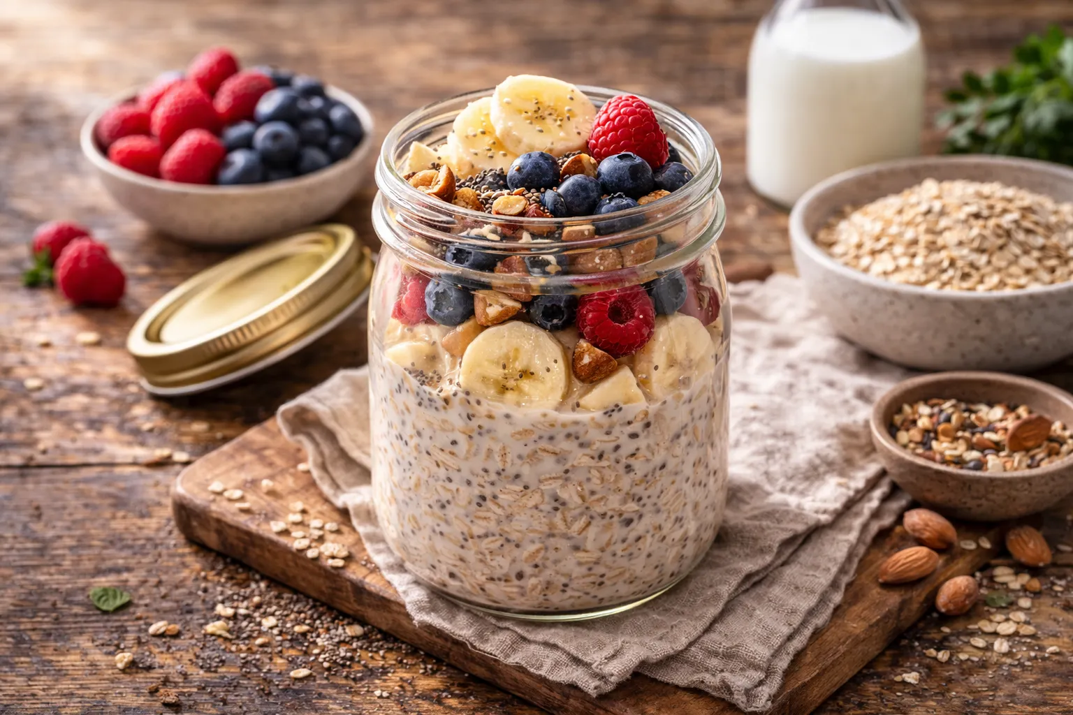 Overnight Oats: Apple + Cinnamon + Walnuts (10-Min Prep)