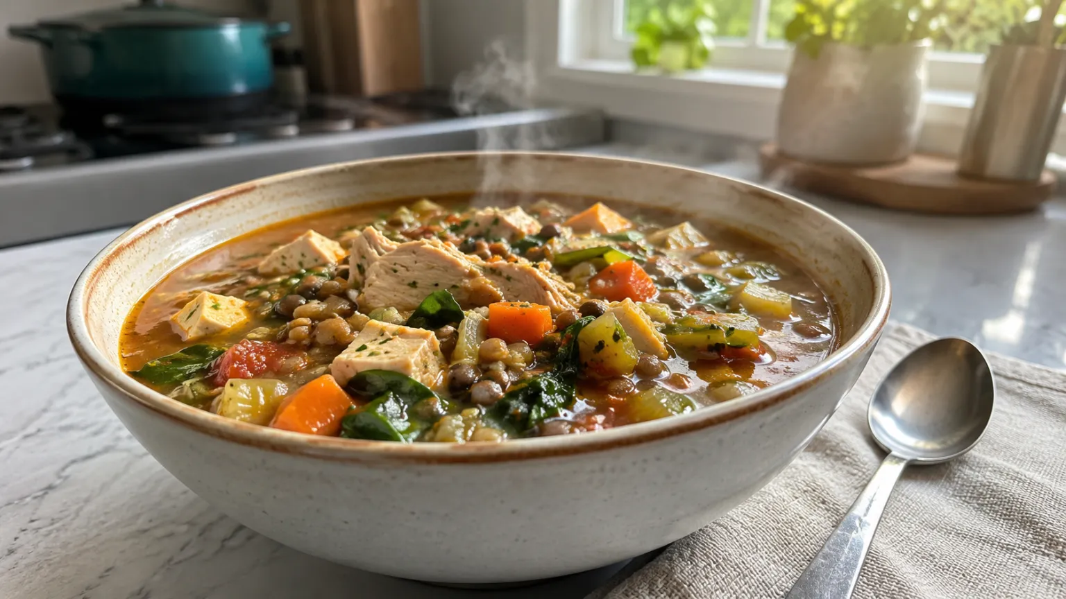 Big-pot soup/stew (batch for 2 days) – high-protein, meal-prep dinner (75 min)