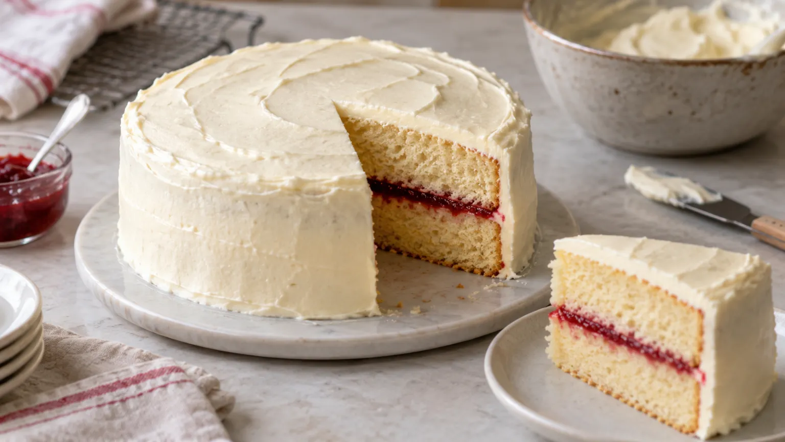 Easy Beginner Cake – Vanilla, Jam and Cream Cheese