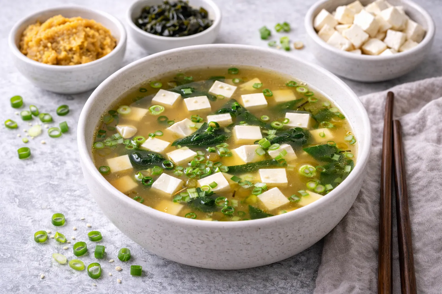 Quick Miso Soup with Tofu and Green Onion (15 Minutes)