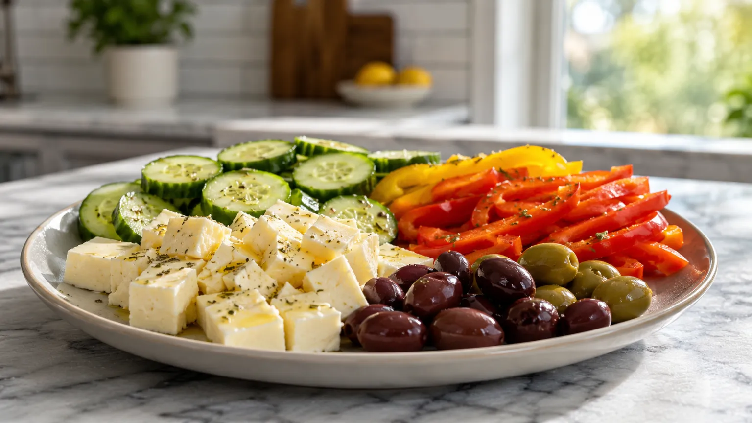 Keto Plate: Cheese, Olives and Fresh Vegetables