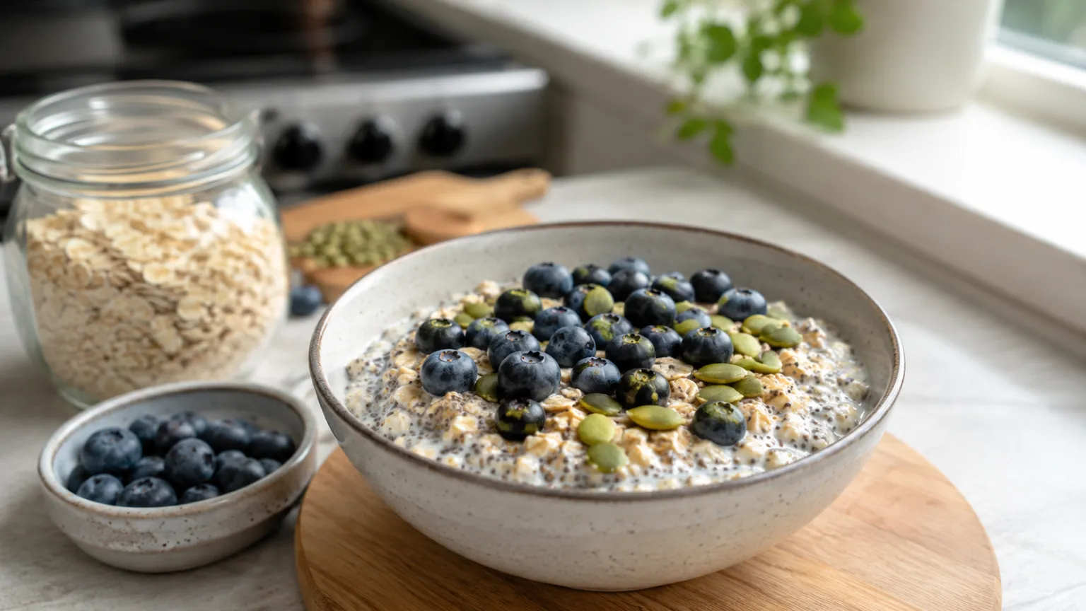 Kefir overnight oats sa chia sjemenkama i borovnicama (imuno doručak)