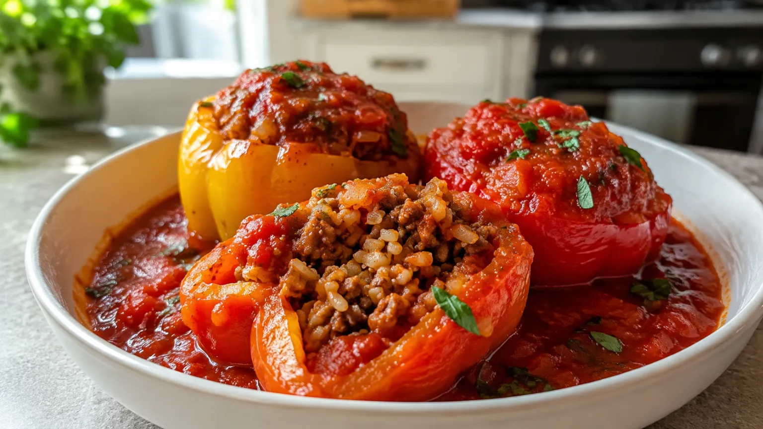 Stuffed Peppers with Meat and Rice