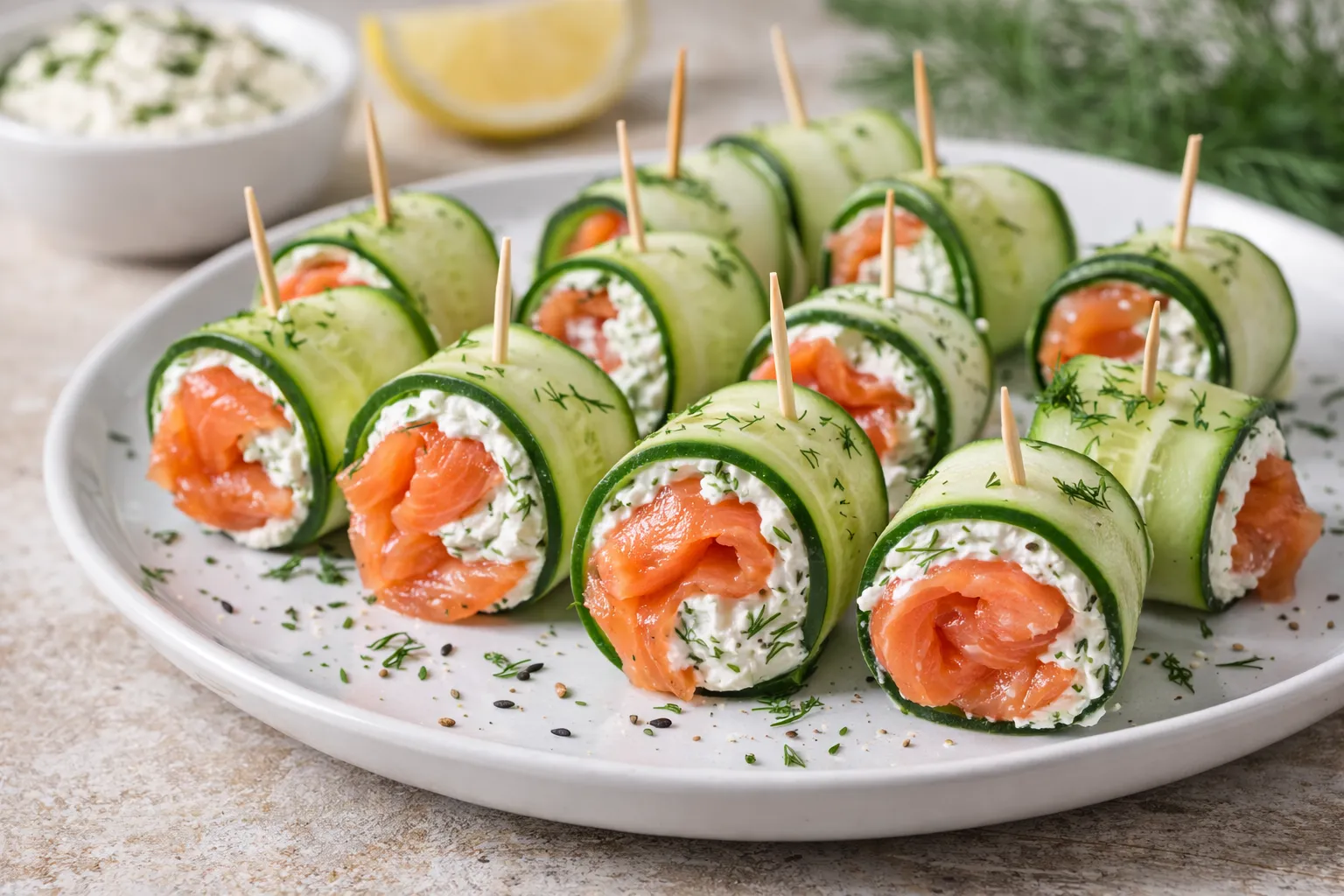 Keto Rolice od Dimljenog Lososa i Krastavca